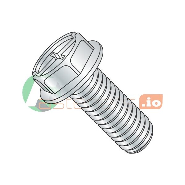 Newport Fasteners #10-32 x 1 in Combination Phillips/Slotted Hex Machine Screw, Zinc Plated Steel, 4000 PK 198372 - main